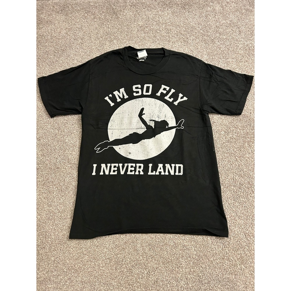 Disney Peter Pan T-Shirt Unisex Small Black Excellent I'm So Fly I Never Land